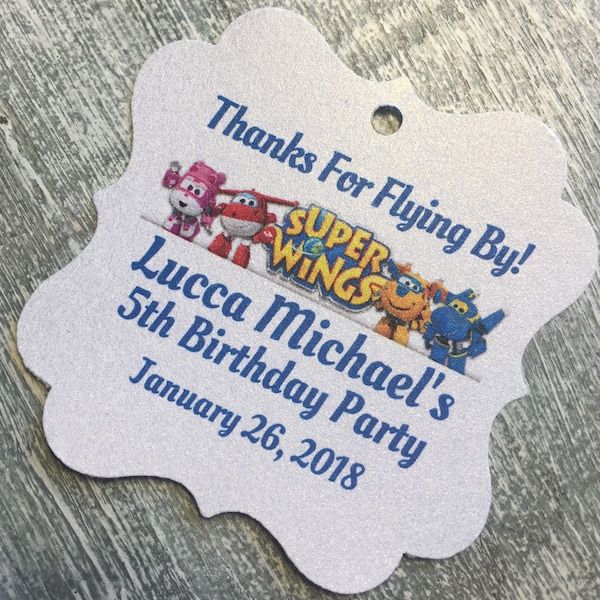 Super wings birthday party, Jett, dizzy, donnie birthday favor tags, birthday party favors, airplane favor tag, airplane birthday