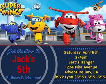 Super Wings Digital Birthday Invitation, Super Wings Birthday, Super Wings Party, print at home Super Wings, Thank you card, super wings