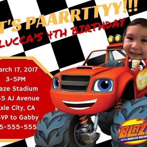 Blaze and The Monster Machines Digital Birthday Invitation, blaze birthday, blaze and the monster machines party, print at home Blaze invite