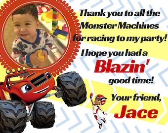 Blaze and The Monster Machine Thank You Note Digital PDF/JPEG Format