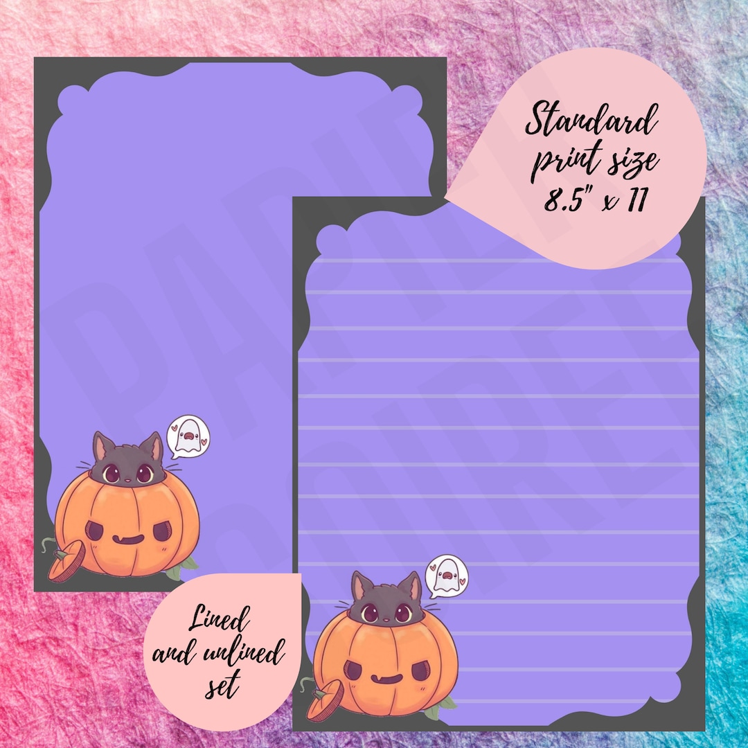 Halloween Printable Stationary Kawaii Theme Halloween Pen Pal Cute ...