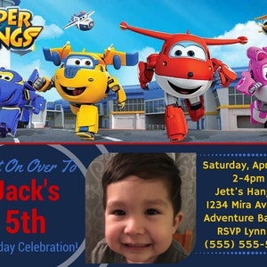 Super Wings Digital Birthday Invitation, Super Wings Birthday, Super Wings Party, print at home Super Wings, Thank you card, super wings image 2