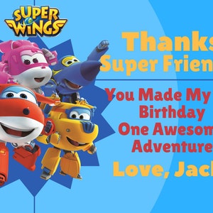 Super Wings Digital Birthday Invitation, Super Wings Birthday, Super Wings Party, print at home Super Wings, Thank you card, super wings image 3