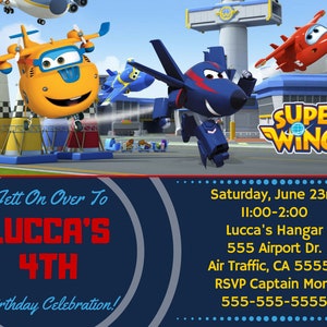 Super Wings Digital Birthday Invitation, Super Wings Birthday, Super Wings Party, print at home Super Wings, Thank you card, super wings