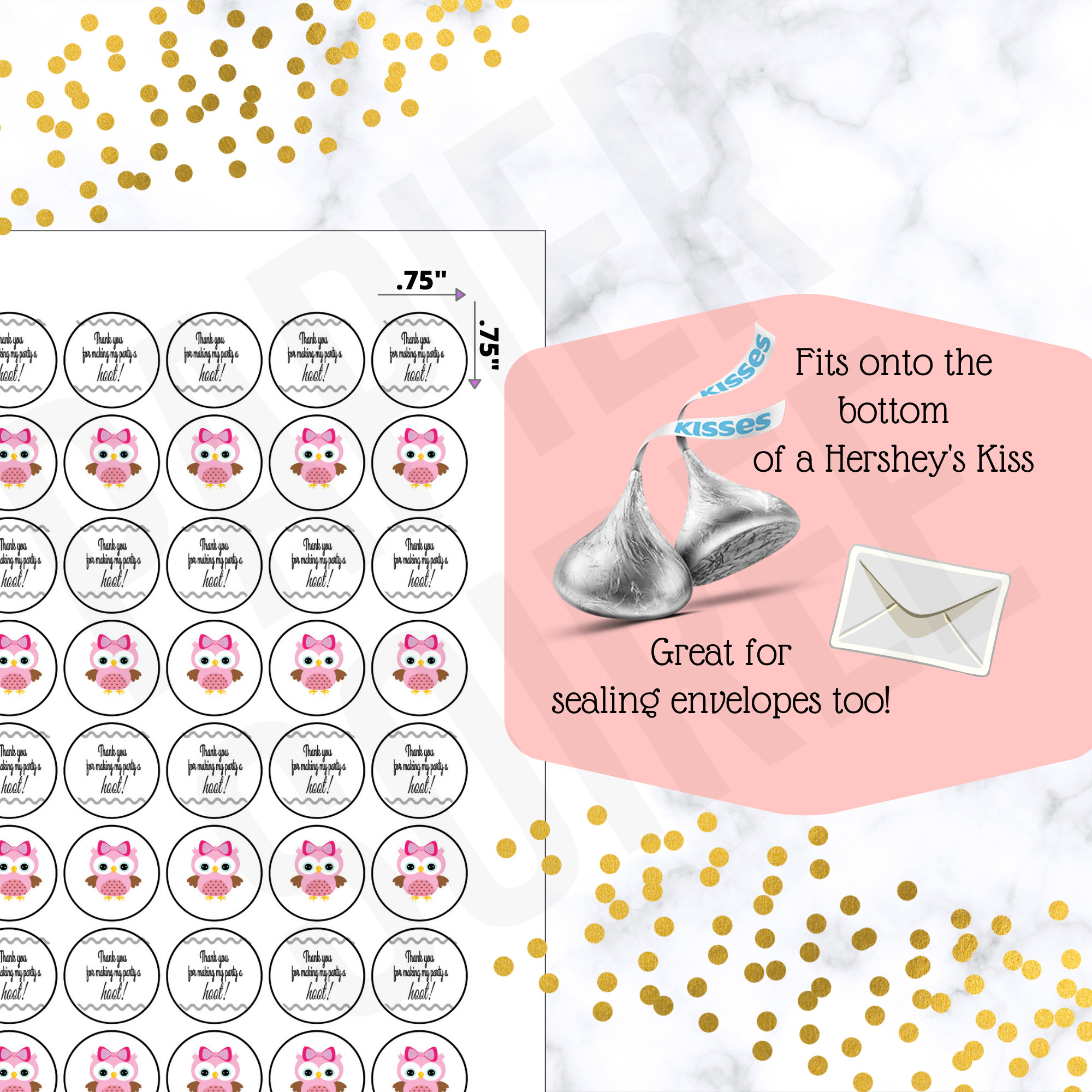 Owl Baby Shower Hershey Kiss Sticker Owl Baby Shower Themed Party Accessory Candy Treat Owl Baby Env