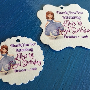Sofia the first party favor tag, Sofia the first birthday party favor tag, sofia the first treat, sofia the first birthday, sofia party,
