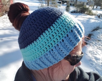 Messy Bun Beanie with hair elastic