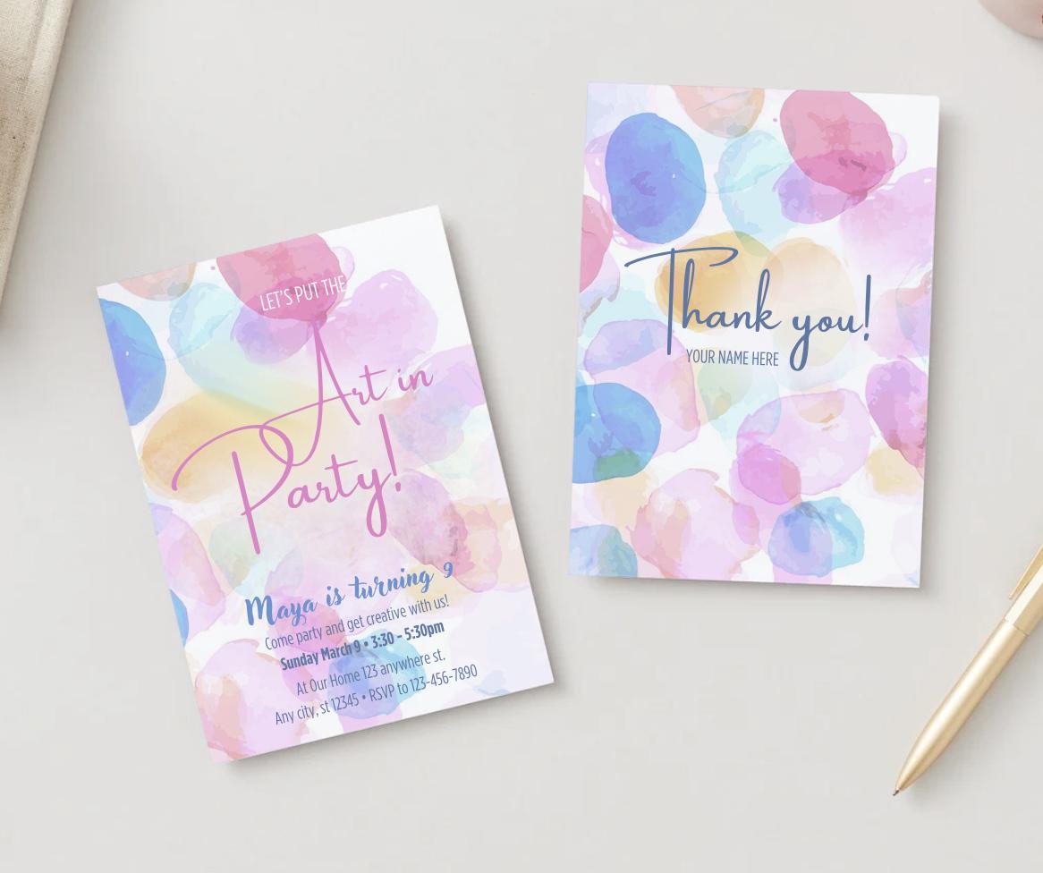 Editable Painting Party Invitation, Art Birthday Invite, - Girls ...