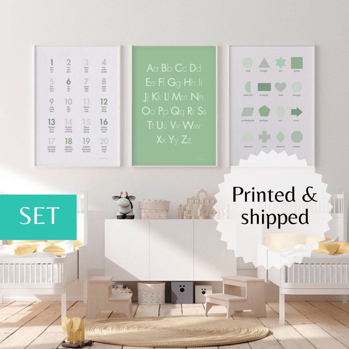Set of 3 Educational Wall Art Poster Prints for Boys Learn Etsy