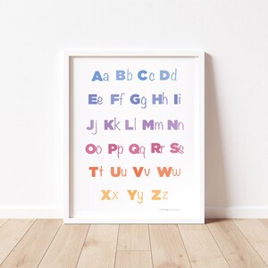 Alfabeto abc imprime cartel educativo escuela arte preescolar regalos únicos niños niñas habitación decoración ideas imprimibles
