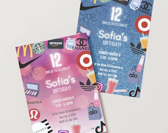 CANVA, girl, Double Digits, 10 , Girl party invite, Teen girl birthday invite, Teen party, Teen Birthday, Any Age, Editable, Digital