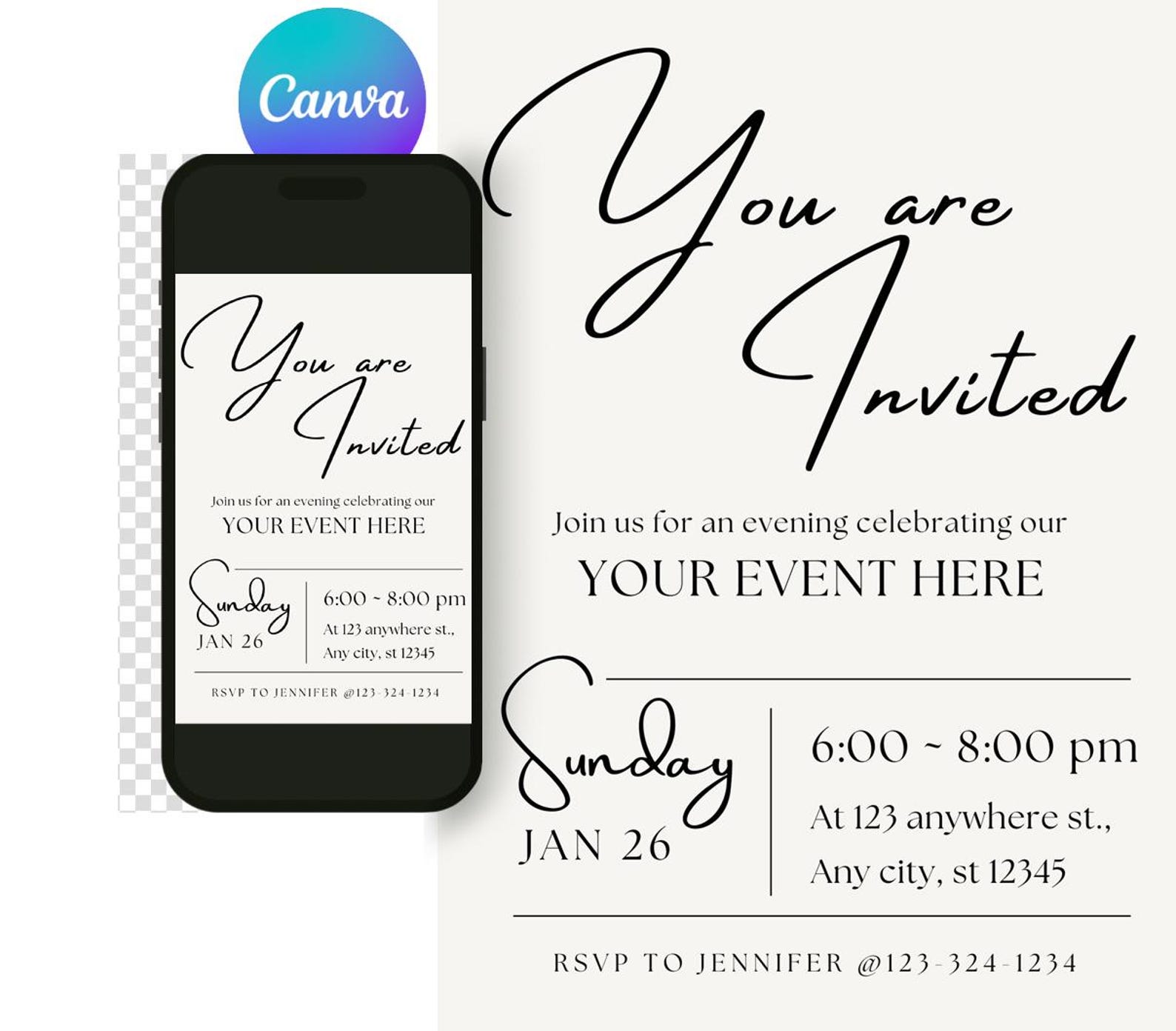 Modern Business Invitation Canva Template, Grand Opening, Digital You ...