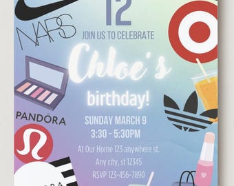 CANVA, girl, Double Digits, 10 , Girl party invite, Teen girl birthday invite, Teen party, Teen Birthday, Any Age, Editable, Digital