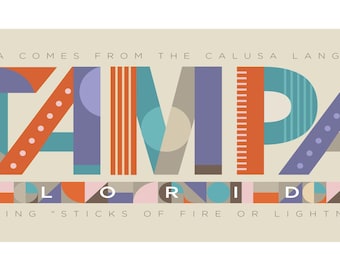 Tampa Bay Typography Design Actual 14x6 Poster