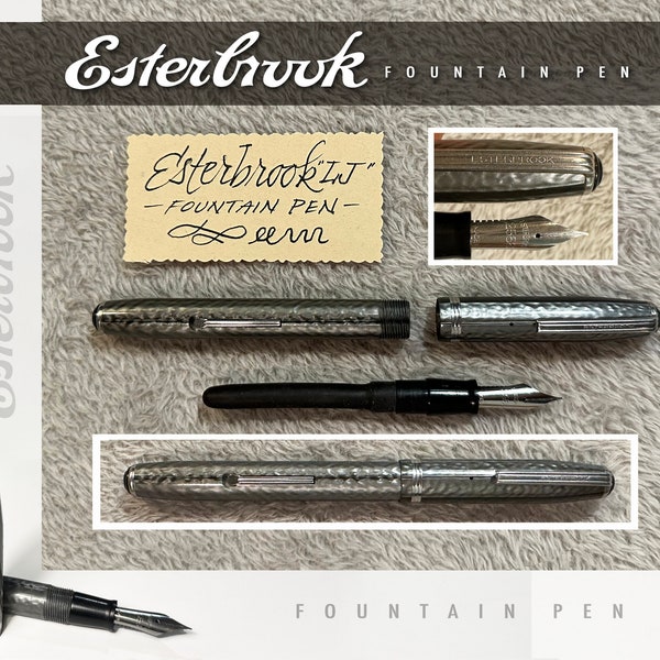 Very Nice Double Jeweled Pearl Gray Esterbrook “LJ” Fountain Pen
