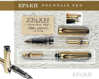 New EPAKH Gold and Clear Plunger fill Fountain Pen