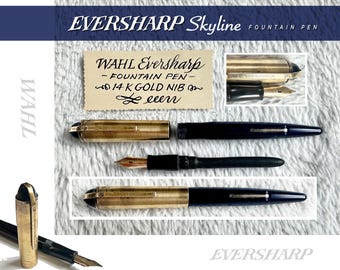 Vintage Eversharp Skyline Fountain Pen: 1/10 24K Gold-Filled Cap, 14K Gold Nib