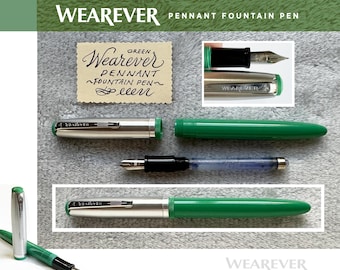 Vintage Green and Silver Wearever Pennant Cartridge Fill Fountain Pen