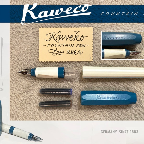 A new Blue and White full size Perkeo Cartridge fill Fountain Pen by Kaweco