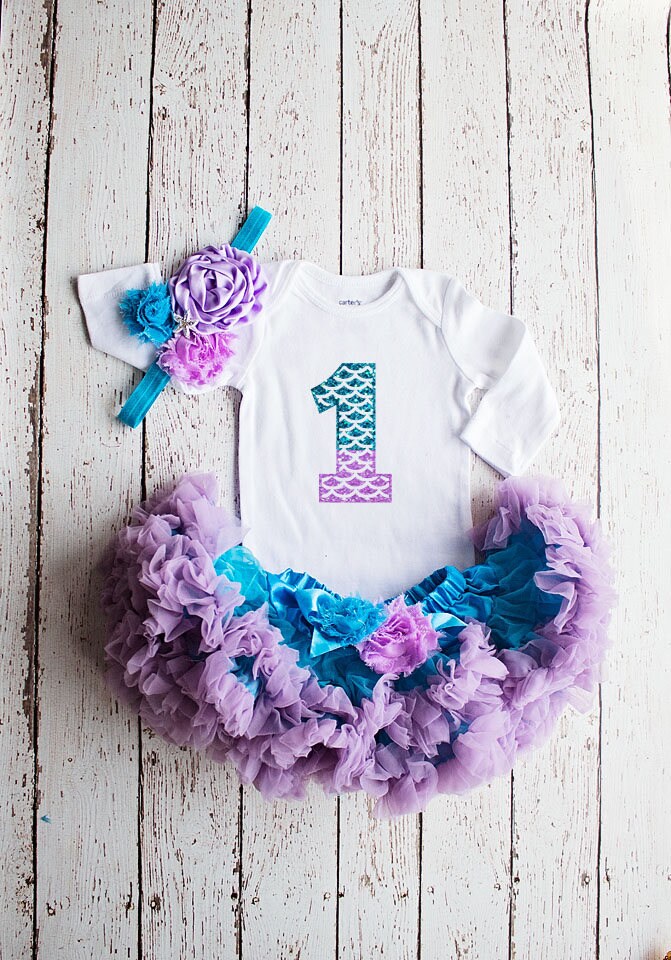 First Birthday Outfit Baby Girl 1st Birthday Outfit Mermaid Etsy