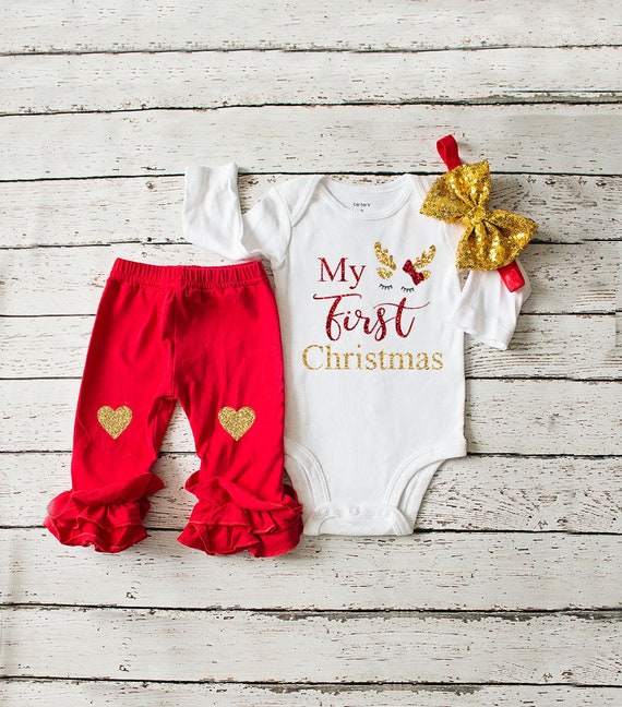 baby girl first xmas outfit