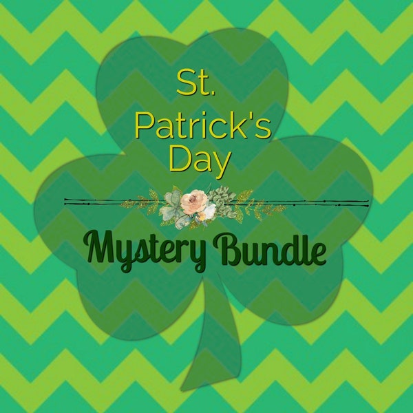 St Patricks Day MYSTERY BUNDLE faux leather grab bag Glitter Sheets Chevron Shamrocks green gold 6-8 sheets of St Paddys Day material