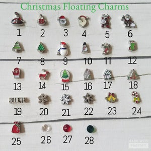 Christmas Floating Locket Charms Santa Snowflake Reindeer Snowman & more Christmas Charms Story Locket floating charms Xmas jewelry