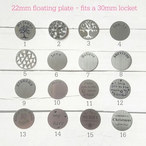 Locket Plate Floating Locket Insert Screen for story locket necklace Survivor Mom Family tree insert Story Locket 30mm keepsake heart silver