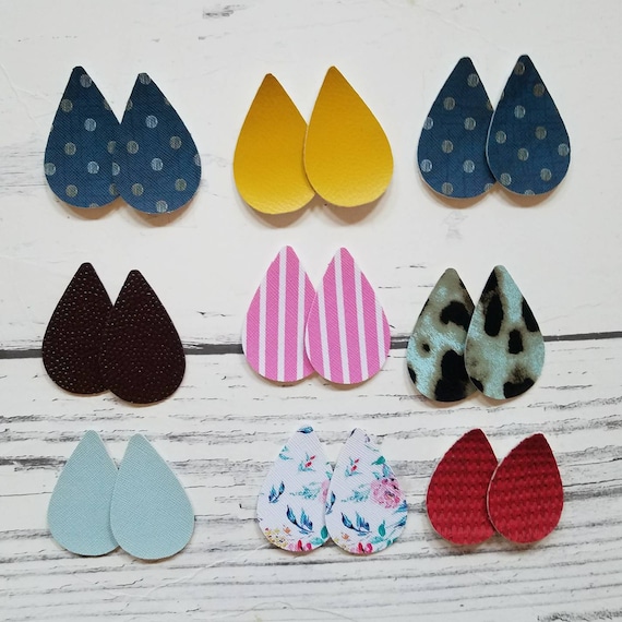 Faux Leather Teardrop Shapes Diy Earrings Fake Leather SET of