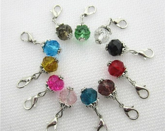 Color Charms 11mm Birthstone crystal dangle charm beadcap lobster clasp claw closure DIY Jewelry embellishment sold individual