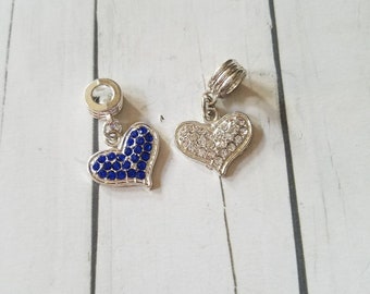 Bling coração encantos azul real coração balançar pingente de cristal claro coração jóias acessório embelezamento encantos diy jóias colar