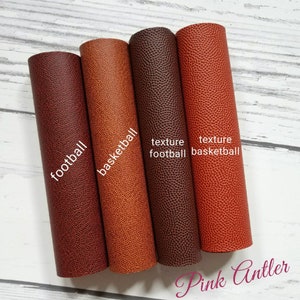 May include: Four rolls of faux leather with a textured surface resembling a basketball or football. The rolls are labeled "football", "basketball", "texture football", and "texture basketball".