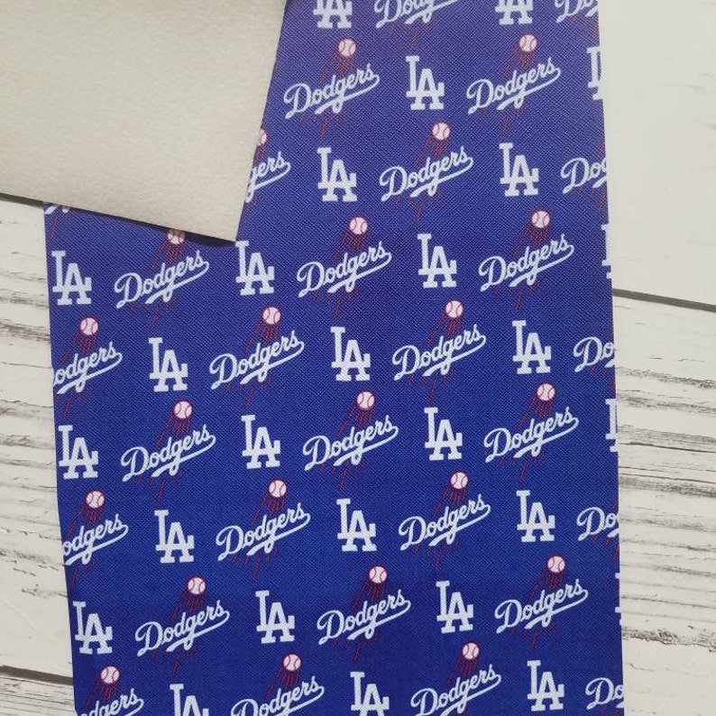 faux Leather Sheets fake to make earrings hair bows die cut crafts Professional Baseball Team Red Royal Blue White Stripes Dodgers