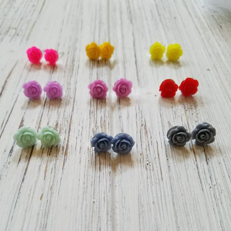 Flower Girl Earrings Flower Stud Earrings Little Girl Etsy