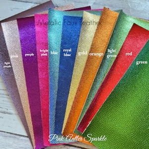 Metallic faux Leather Sheets Solid litchi fake leather to make earrings hair bows 11 colors available gold bronze blue purple pink red more