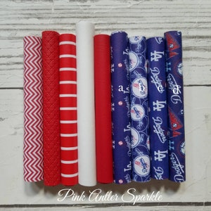 LA DODGERS faux leather Sports Baseball earrings hair bows die cut crafts chunky glitter stars stripes NOTE: color is not perfect royal blue
