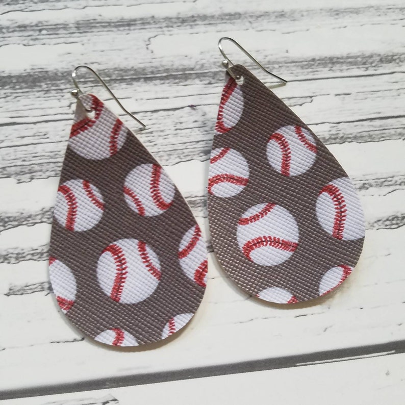 FAUX Leather Earrings SPORTS teardrop earrings 9 styles Etsy