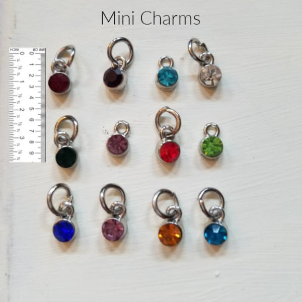 MINI Birthstone Charms with jumpring Color tiny add on diy jewelry charms 5mm glass color dangle bead jump ring