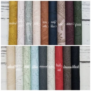 RESTOCK 8&quot;x12&quot; faux Leather Sheets Embossed Floral fake leather to make earrings hair bow die cut craft 18 colors available mint pink maroon
