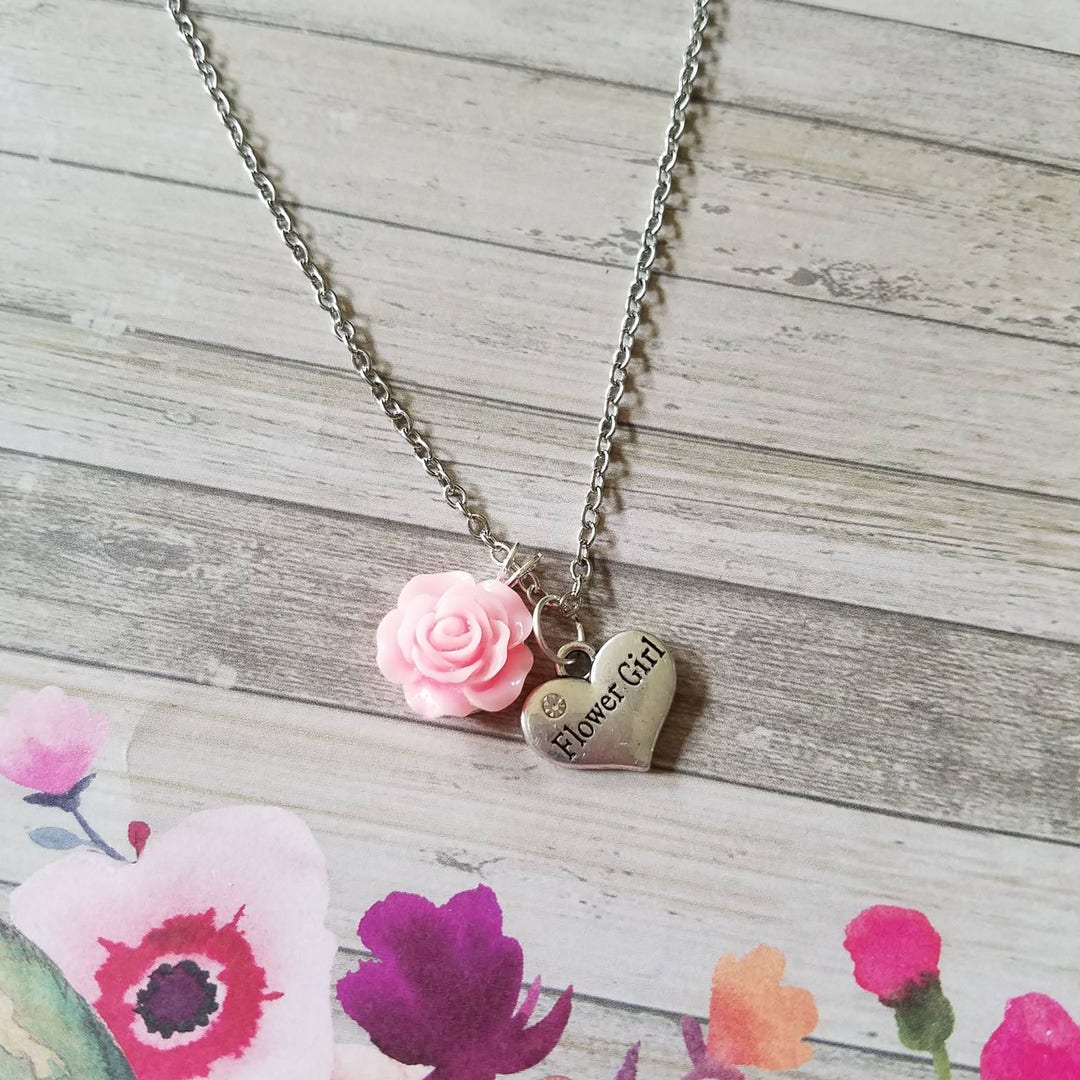 Flower Girl Necklace Wedding Jewelry Flower Girl Gift Etsy