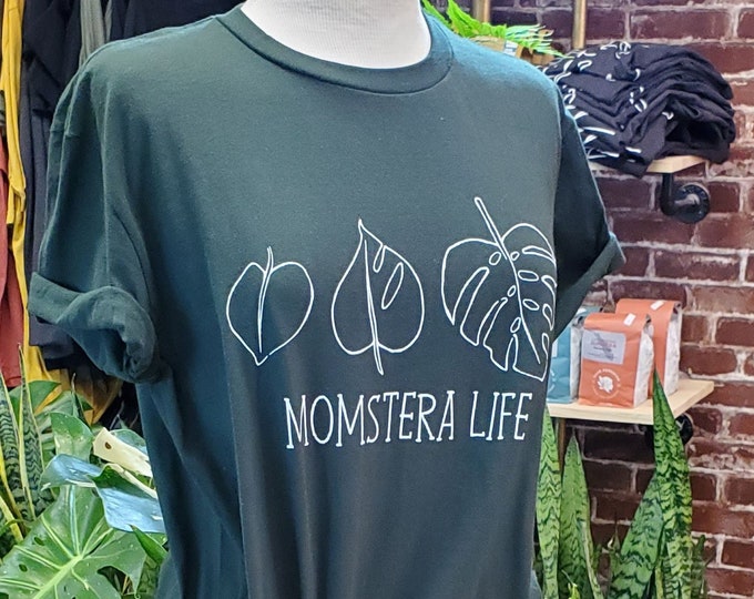 Featured listing image: Momstera Life Unisex T-shirt for all those Monstera Lovers out there!  Order today as a gift or treat yourself.