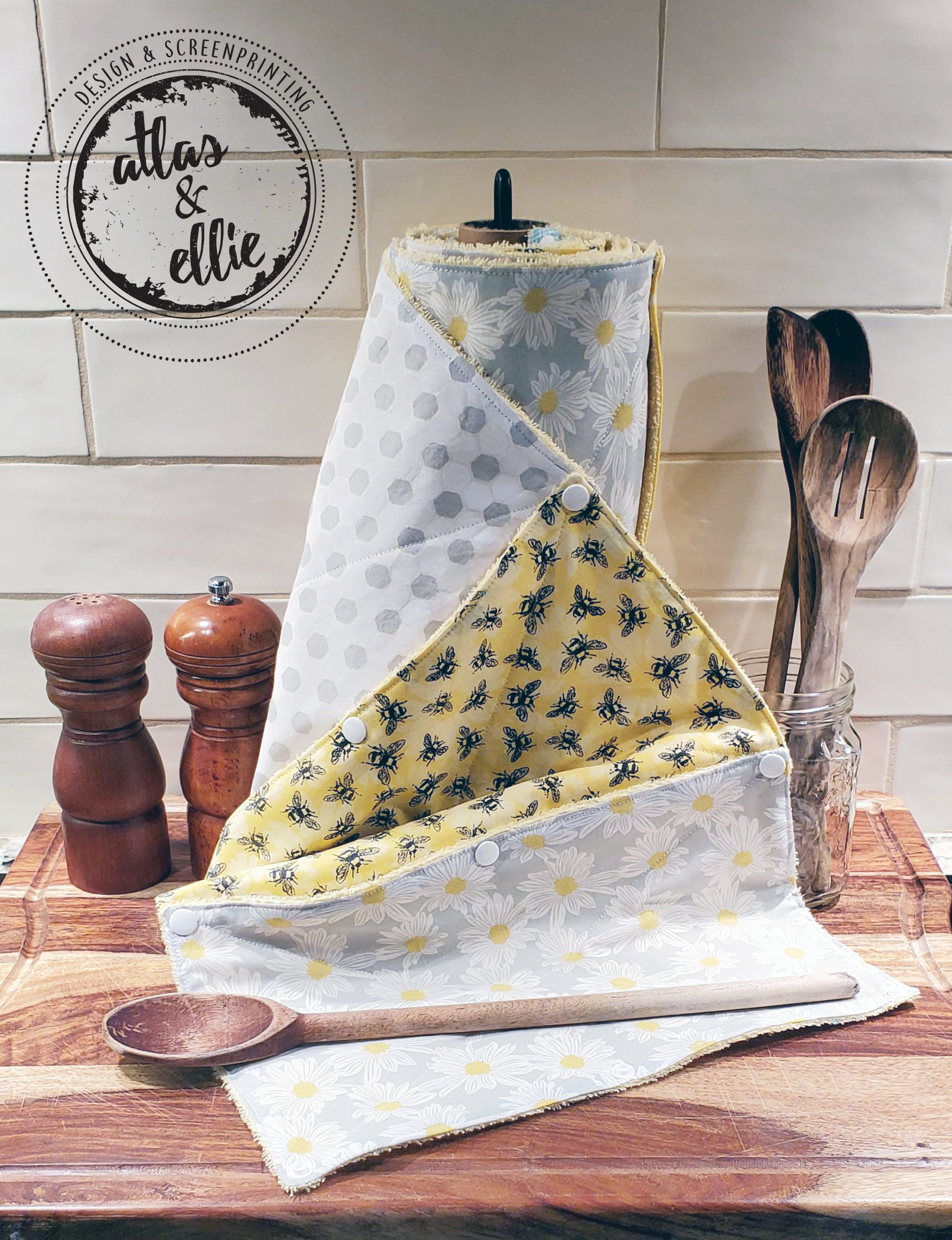 Reusable Paper Towels - Bees on Yellow