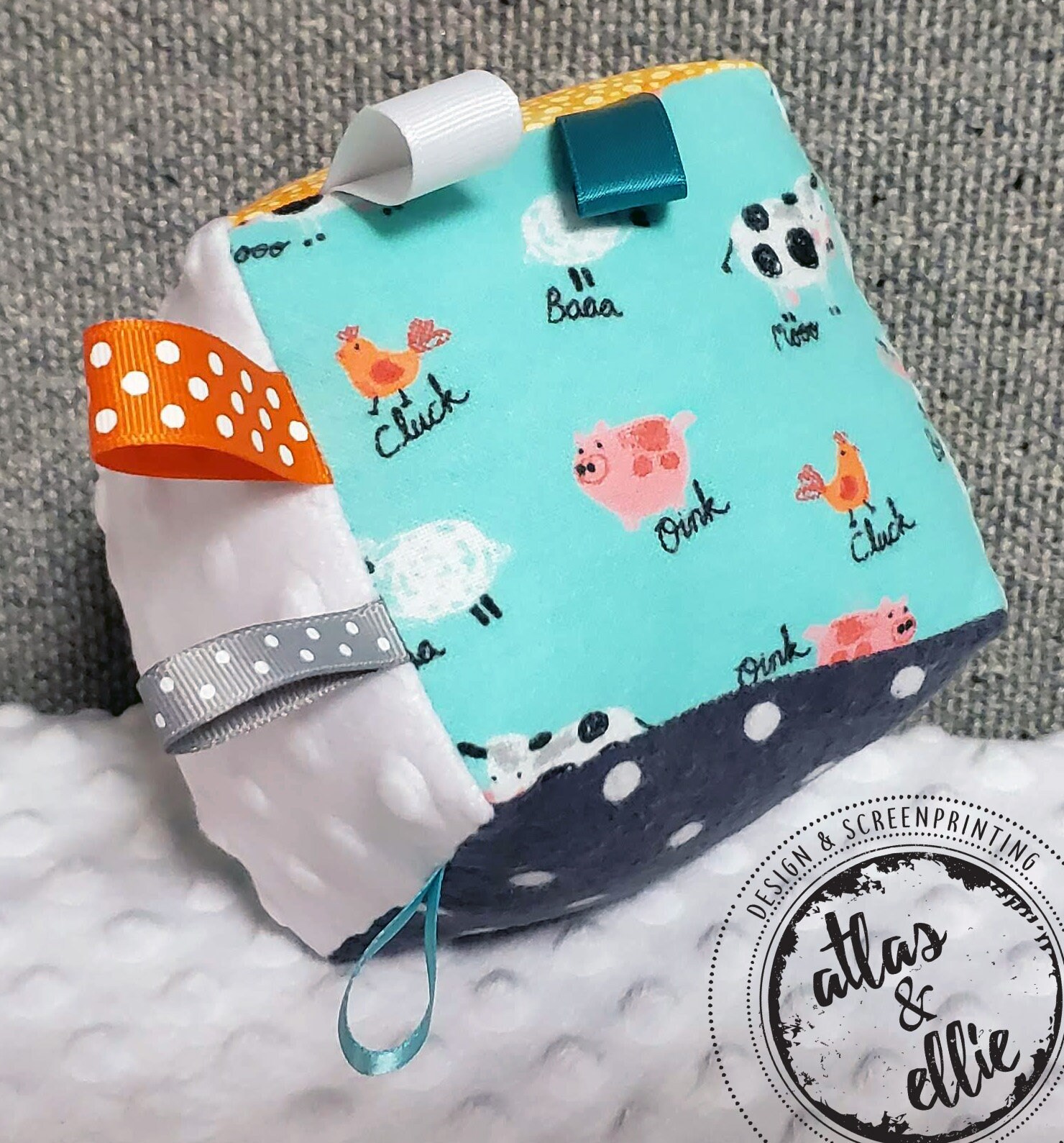 Sensory Baby Toy Teething Toy Sensory Block Farm Theme Sheep