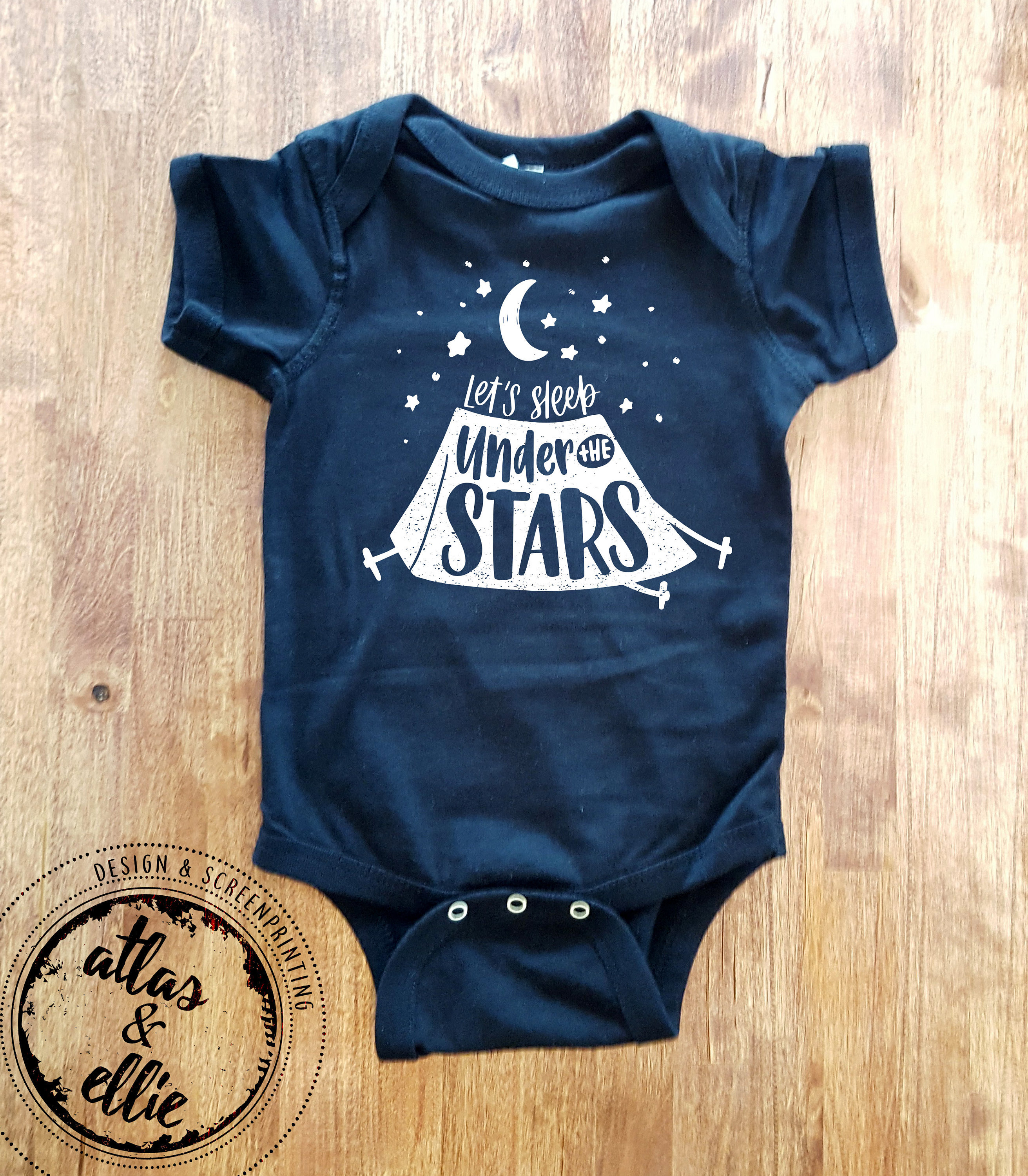 Let's Sleep Under the Stars Baby Outfit. A Great Unisex Baby Shower