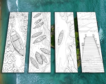 Beach and Sea Life Coloring Bookmarks – Beach Adventure Activity (4 Sets)