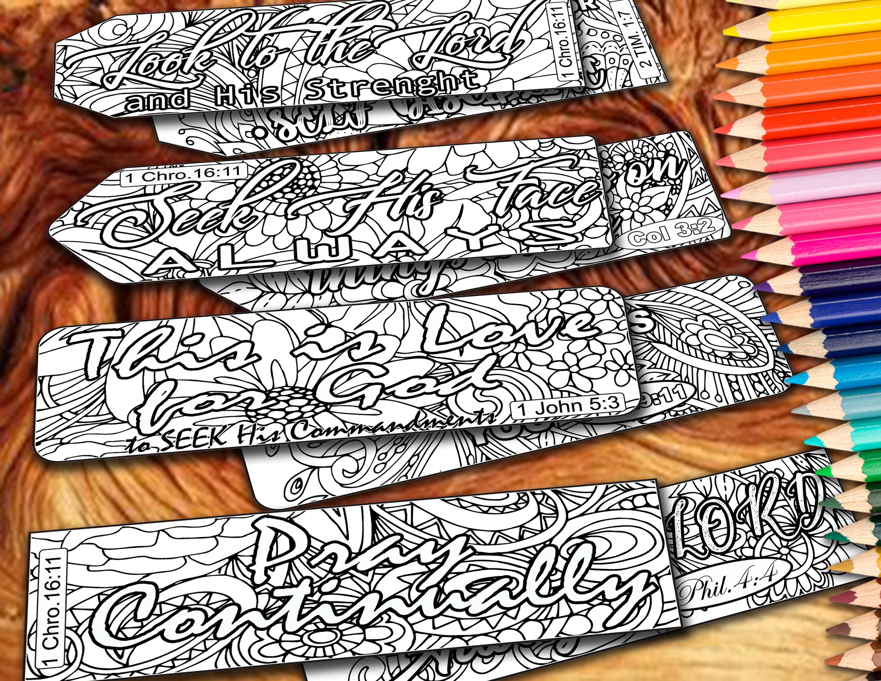 Unique Set of 8 DIY Bible Journaling Coloring Bookmarks With - Etsy