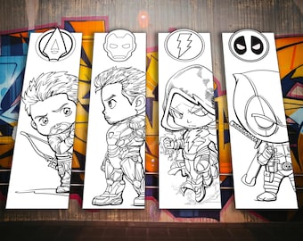 Superheroes Coloring Bookmarks D3– DIY Adventure Craft (Digital Download)