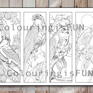 DIY Coloring Bookmarks Birds Design Bible Journal Designs exclusivos 4 conjuntos