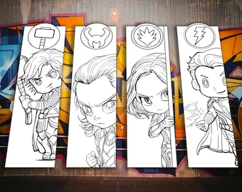 Superhero Coloring Bookmarks D4– DIY Adventure Craft (Digital Download)