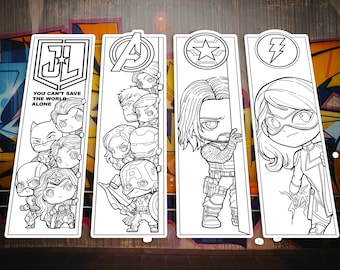Superheroes Coloring Bookmarks 05– Kids Adventure Craft (Digital Download)